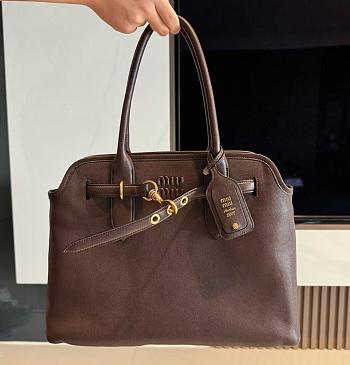 Miumiu Adventure Large Leather Shoulder Bag in Brown - 40x31x13cm
