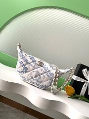 Chanel Hobo Bag Printed Denim White & Blue - 29cm - 1