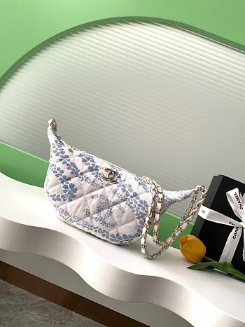 Chanel Hobo Bag Printed Denim White & Blue - 29cm