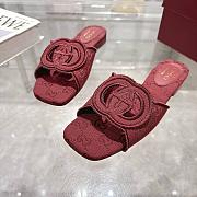 Gucci Women's Interlocking G slide sandal in Rosso Ancora red GG canvas - 5