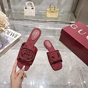 Gucci Women's Interlocking G slide sandal in Rosso Ancora red GG canvas - 4