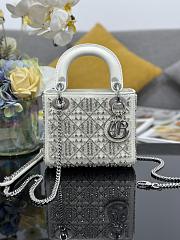 Dior Mini Lady Bag Latte Calfskin Embroidered with beads and strass - 17cm - 1
