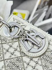 Dior Mini Lady Bag Latte Calfskin Embroidered with beads and strass - 17cm - 6
