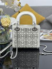 Dior Mini Lady Bag Latte Calfskin Embroidered with beads and strass - 17cm - 5