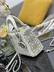Dior Mini Lady Bag Latte Calfskin Embroidered with beads and strass - 17cm - 2