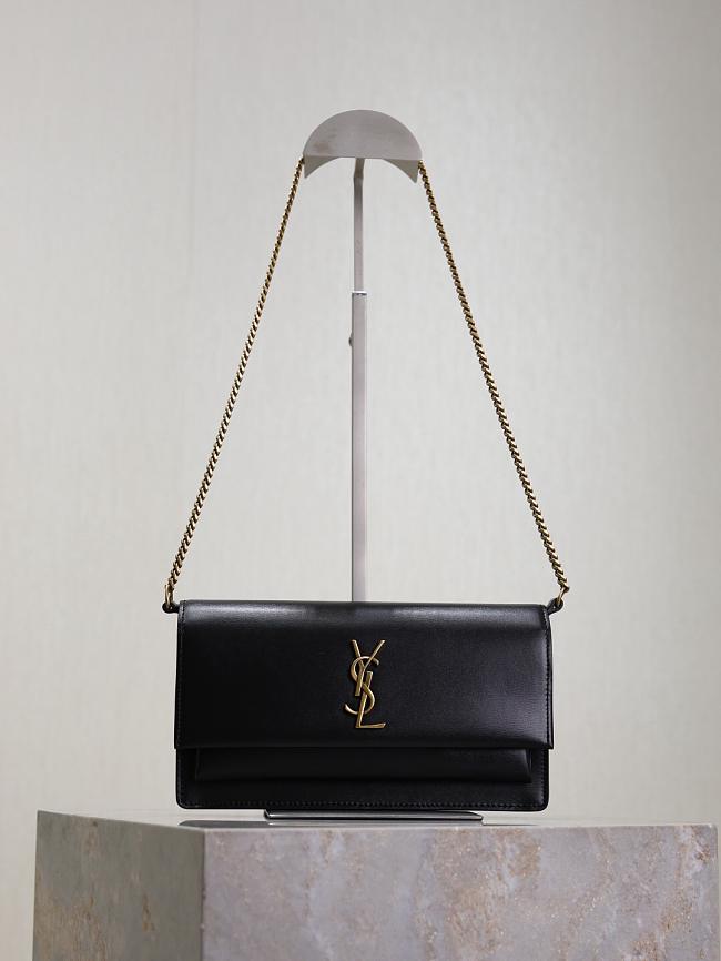 YSL SUNSET clutch in BOX saint laurent 810997 black - 22cm - 1