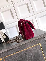 Chanel Flap Burgundy Velvet Bag 25cm - 2