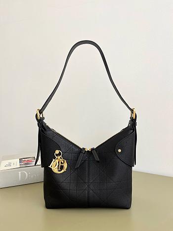 Dior Small Voyage Bag Black Flat Macrocannage Grained Calfskin - 22cm