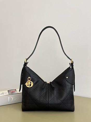 Dior Medium Voyage Bag Black Flat Macrocannage Crinkled Calfskin - 28cm