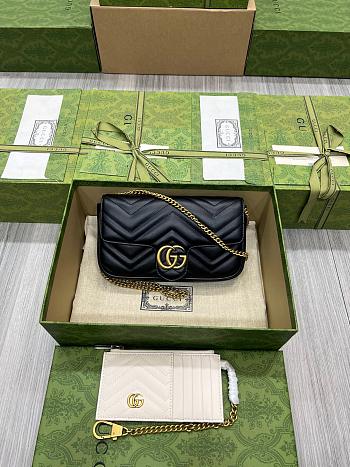Gucci GG Marmont Matelasse Bag Black White - 21x12x5cm