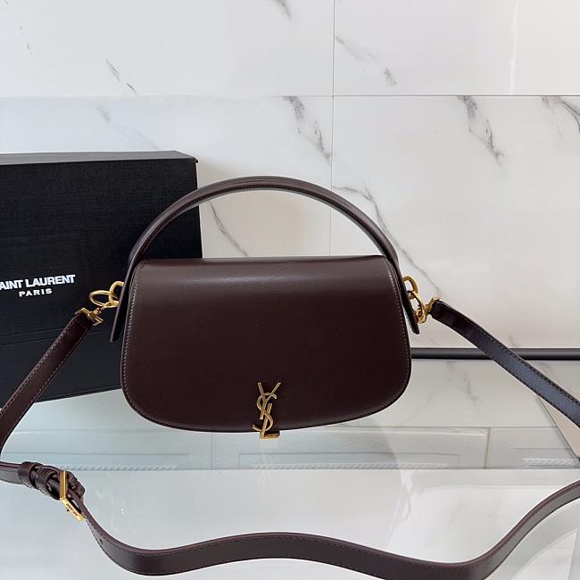 YSL VOLTAIRE IN Box SAINT LAURENT In Raisin - 24x15x5cm - 1