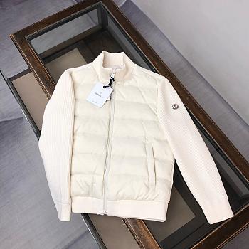 Moncler Padded Wool Zip-Up Cardigan In White
