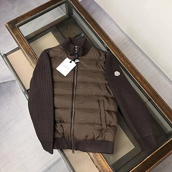Moncler Padded Wool Zip-Up Cardigan In Brown