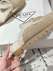 Prada Suede and Shearling Mules in Apricot - 6