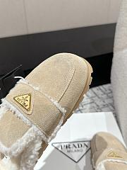 Prada Suede and Shearling Mules in Apricot - 3