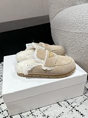 Prada Suede and Shearling Mules in Apricot - 2