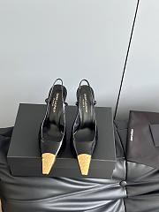 YSL JEANNE slingback pumps in smooth leather BLACK AND GOLD 110mm - 1