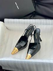 YSL JEANNE slingback pumps in smooth leather BLACK AND GOLD 110mm - 6