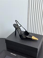 YSL JEANNE slingback pumps in smooth leather BLACK AND GOLD 110mm - 5