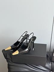 YSL JEANNE slingback pumps in smooth leather BLACK AND GOLD 110mm - 3