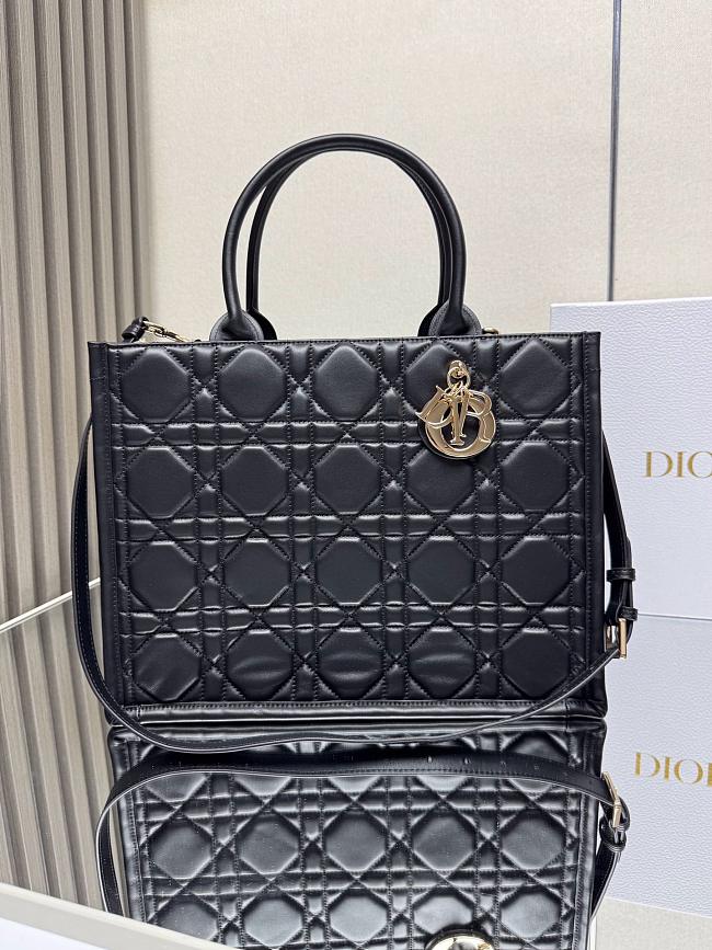 Dior Lady Large Tote Black Leather 36cm - 1