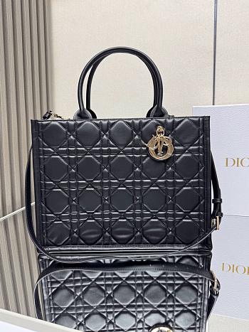 Dior Lady Large Tote Black Leather 36cm