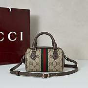 Gucci Ophidia Mini Boston Bag In Beige And Ebony Supreme Brown - 16x10x9cm - 4