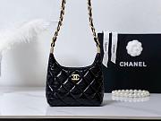 Chanel Small Hobo Bag Shiny Lambskin & Gold Tone Metal Black - 22.5x19.5x8.5cm - 1