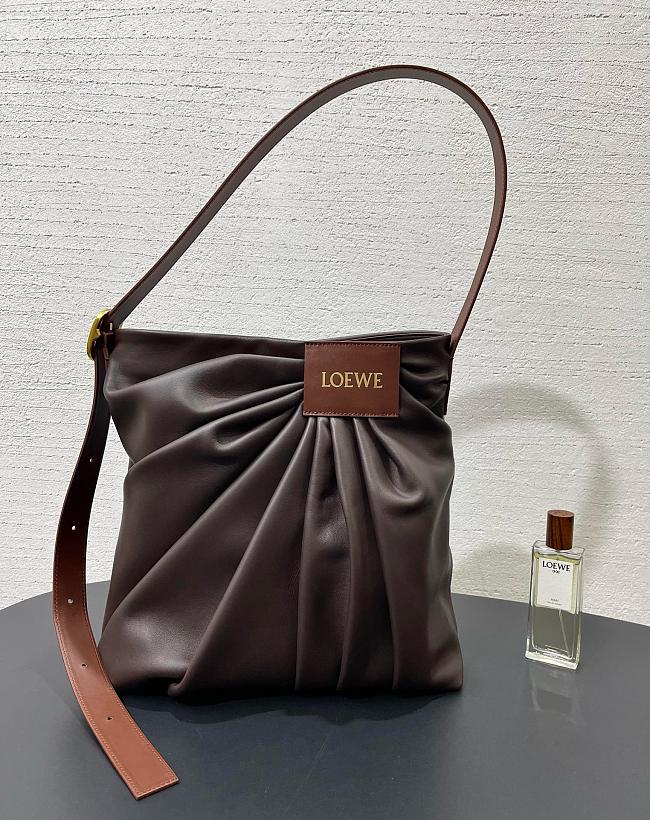 Loewe Draped Tote In Mellow Nappa Lambskin Brown - 30x29x14cm - 1