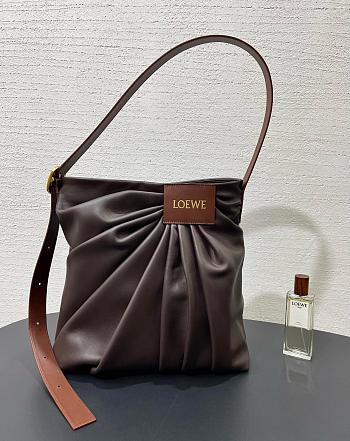 Loewe Draped Tote In Mellow Nappa Lambskin Brown - 30x29x14cm