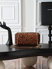 YSL Brown Calypso Small Padded Leopard-Print Faille Shoulder Bag-26*14*7CM - 5