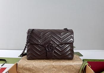 Gucci Marmont medium shoulder bag dark brown leather-31*17*8cm