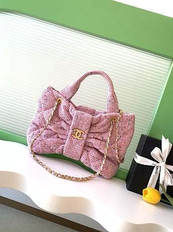 Chanel 25K Large Tweed Bow Bag in Pink - 38x29x5cm