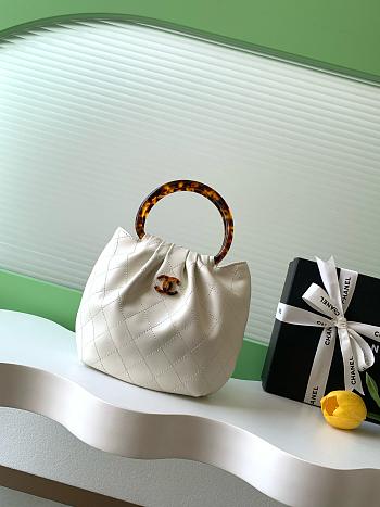 Chanel 26C White Mini Hobo Bag - 24x18x12cm