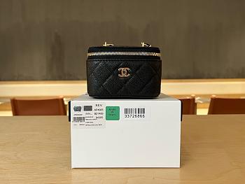 Chanel Mini Vanity Case with Chain in black quilted caviar leather 11cm