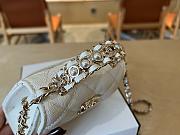 Chanel mini top pearl handle bag in white caviar leather 12cm - 3
