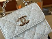Chanel mini top pearl handle bag in white caviar leather 12cm - 6