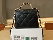 Chanel mini top pearl handle bag in black caviar leather 12cm - 2