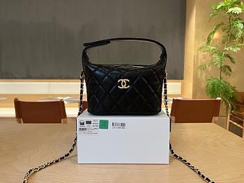 Chanel 25C hobo bag in black calfskin leather - 21.5x19x6cm