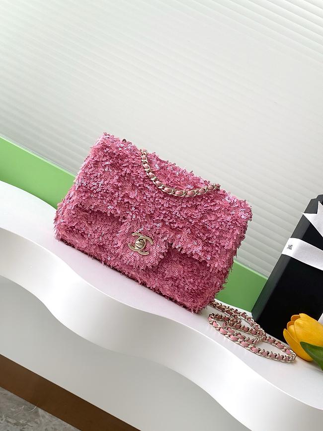 Chanel Flap with pink sequin calfskin Bag - 21x14x8cm - 1
