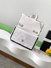 Chanel Flap with white&black sequin calfskin Bag - 21x14x8cm - 6
