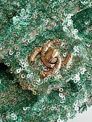 Chanel Flap with green sequin calfskin Bag - 21x14x8cm - 3