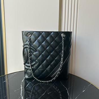 Chanel Cambon Ligne tote bag in black quilted leather - 28x25x12cm