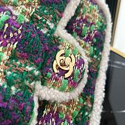 Chanel 25N large flap bag green tweed shearling lambskin gold tone metal - 26.5x16.5x9cm - 6