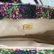 Chanel 25N large flap bag green tweed shearling lambskin gold tone metal - 26.5x16.5x9cm - 4