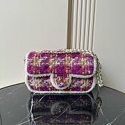 Chanel 25N large flap bag purple tweed shearling lambskin gold tone metal - 26.5x16.5x9cm - 1