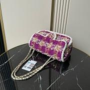 Chanel 25N large flap bag purple tweed shearling lambskin gold tone metal - 26.5x16.5x9cm - 6