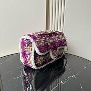 Chanel 25N large flap bag purple tweed shearling lambskin gold tone metal - 26.5x16.5x9cm - 5
