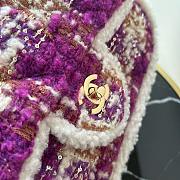 Chanel 25N large flap bag purple tweed shearling lambskin gold tone metal - 26.5x16.5x9cm - 3