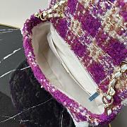 Chanel 25N large flap bag purple tweed shearling lambskin gold tone metal - 26.5x16.5x9cm - 2
